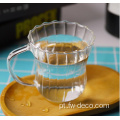 Caneca de vidro de café com nervuras de 300 ml com alça com alça